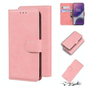 For OnePlus 8T Skin Feel Pure Color Flip Leather Phone Case(Pink) (OEM)