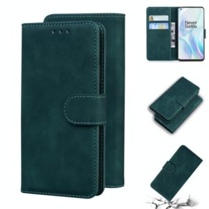 For OnePlus 8 Skin Feel Pure Color Flip Leather Phone Case(Green) (OEM)