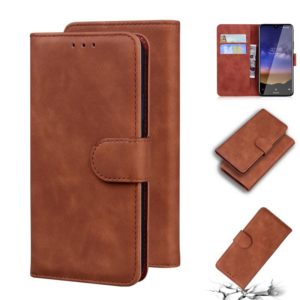 For Nokia 2.2 Skin Feel Pure Color Flip Leather Phone Case(Brown) (OEM)