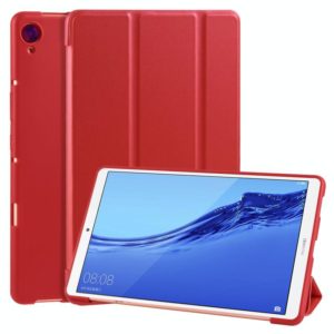 For Huawei MediaPad M6 8.4 inch 3-folding Horizontal Flip PU Leather + Shockproof Honeycomb TPU Case with Holder(Red) (OEM)