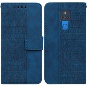 For Motorola Moto G Play 2021 Geometric Embossed Leather Phone Case(Blue) (OEM)