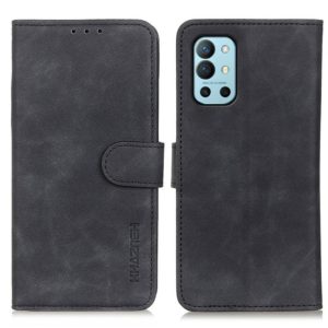 For OnePlus 9R KHAZNEH Retro Texture PU + TPU Horizontal Flip Leather Case with Holder & Card Slots & Wallet(Black) (OEM)