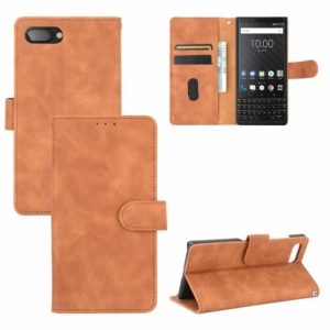 For BlackBerry KEY2 Solid Color Skin Feel Magnetic Buckle Horizontal Flip Calf Texture PU Leather Case with Holder & Card Slots & Wallet(Brown) (OEM)