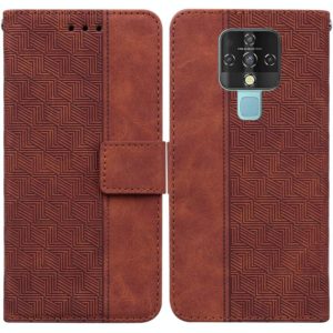 For Tecno Camon 16 Geometric Embossed Leather Phone Case(Brown) (OEM)