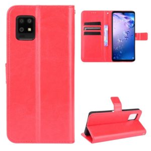 For Aquos Zero6 Crazy Horse Texture Horizontal Flip Leather Case with Holder & Card Slots & Lanyard(Red) (OEM)