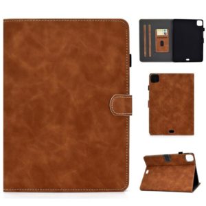 For iPad Air 2022 / 2020 10.9 Cowhide Texture Horizontal Flip Leather Case with Holder & Card Slots & Sleep / Wake-up Function(Brown) (OEM)