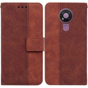 For Nokia 3.4 Geometric Embossed Leather Phone Case(Brown) (OEM)