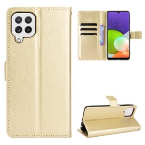 For Samsung Galaxy A22 4G Crazy Horse Texture Horizontal Flip Leather Case with Holder & Card Slots & Lanyard(Gold) (OEM)