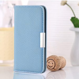 For Galaxy A51 Litchi Texture Horizontal Flip Protective Case with Holder & Card Slots(Light Blue) (OEM)