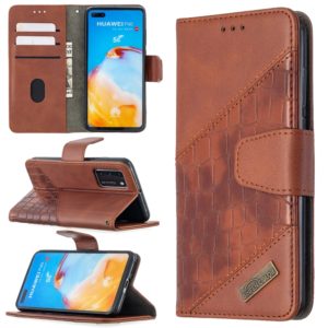 For Huawei P40 Matching Color Crocodile Texture Horizontal Flip PU Leather Case with Holder & Card Slots & Wallet(Brown) (OEM)