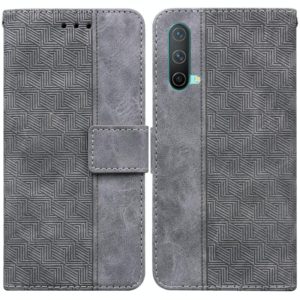 For OnePlus Nord CE 5G Geometric Embossed Leather Phone Case(Grey) (OEM)