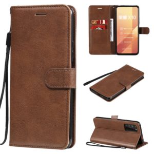 For Huawei Honor X10 Solid Color Horizontal Flip Protective Leather Case with Holder & Card Slots & Wallet & Photo Frame & Lanyard(Brown) (OEM)