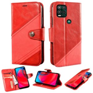 For Motorola Moto G Stylus 5G Contrast Color Splicing Retro Texture Horizontal Flip PU Leather Case with Card Slots & Holder & Wallet(Red) (OEM)