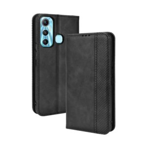 For Infinix Hot 11 Magnetic Buckle Retro Texture Leather Phone Case(Black) (OEM)