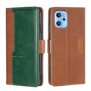 For UMIDIGI A13/A13 Pro/A13S Contrast Color Side Buckle Leather Phone Case(Light Brown + Green) (OEM)