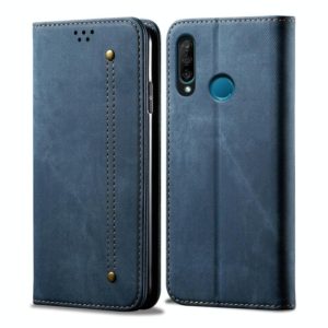 For Huawei P30 Lite Denim Texture Casual Style Horizontal Flip Leather Case with Holder & Card Slots & Wallet(Blue) (OEM)