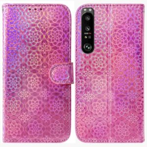 For Sony Xperia 1 III Colorful Magnetic Buckle Leather Phone Case(Pink) (OEM)