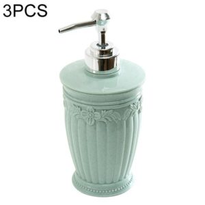 Round Press Style Carved Shower Gel Hand Soap Fill Empty Bottle (Baby Blue) (OEM)