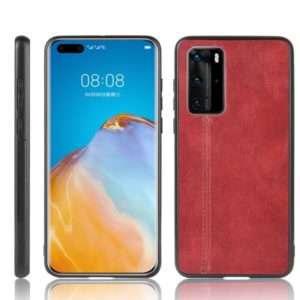 For Huawei P40 Pro Shockproof Sewing Cow Pattern Skin PC + PU + TPU Case(Red) (OEM)