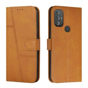 For Motorola Moto G Power 2022 Stitching Calf Texture Buckle Leather Phone Case(Yellow) (OEM)