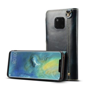 For Huawei Mate 20 Pro Denior Oil Wax Cowhide Magnetic Button Horizontal Flip Leather Case with Card Slots & Wallet(Dark Blue) (Denior) (OEM)