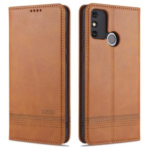 For Huawei Honor 9A AZNS Magnetic Calf Texture Horizontal Flip Leather Case with Card Slots & Holder & Wallet(Light Brown) (AZNS) (OEM)