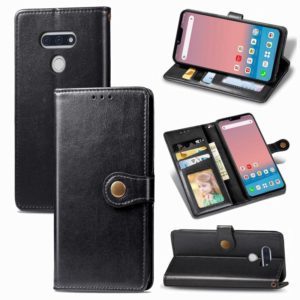 For LG Style3 L-41A Retro Solid Color Leather Buckle Phone Case with Lanyard & Photo Frame & Card Slot & Wallet & Stand Function(Black) (OEM)