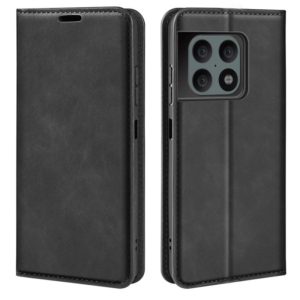 For OnePlus 10 Pro 5G Retro-skin Magnetic Suction Phone Leather Case with Holder & Card Slots & Wallet(Black) (OEM)