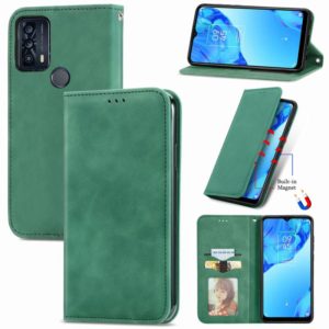 For TCL 20B Retro Skin Feel Magnetic Horizontal Flip Leather Phone Case(Green) (OEM)