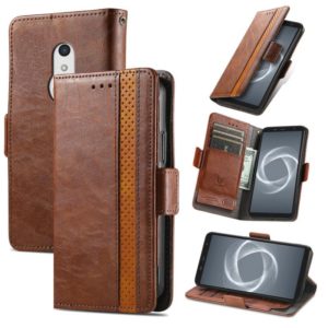 For Arrows Be4 Plus F-41B CaseNeo Business Splicing Dual Magnetic Buckle Horizontal Flip PU Leather Case with Holder & Card Slots & Wallet(Brown) (OEM)