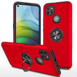 For Motorola Moto G9 Power PC + TPU Shockproof Magnetic Protective Case with Invisible Ring Holder(Red) (OEM)