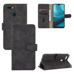 For OPPO A7(AX7) / A5s / AX5s / A12 Solid Color Skin Feel Magnetic Buckle Horizontal Flip Calf Texture PU Leather Case with Holder & Card Slots & Wallet(Black) (OEM)