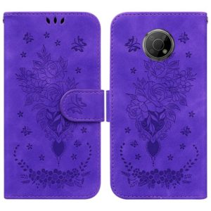 For Nokia G300 Butterfly Rose Embossed Leather Phone Case(Purple) (OEM)