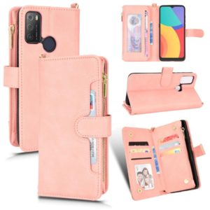 For Alcatel 1S 2021 / 3L 2021 Litchi Texture Zipper Leather Phone Case(Pink) (OEM)