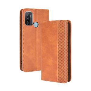 For OPPO A53 2020 / A53S 2020 / A33 Magnetic Buckle Retro Crazy Horse Texture Horizontal Flip Leather Case with Holder & Card Slots & Photo Frame(Brown) (OEM)