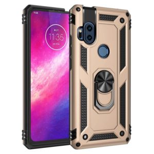 For Motorola One Hyper Shockproof TPU + PC Protective Case with 360 Degree Rotating Holder(Gold) (OEM)