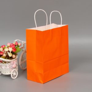 10 PCS Elegant Kraft Paper Bag With Handles for Wedding/Birthday Party/Jewelry/Clothes, Size:12x15x6cm(Orange) (OEM)