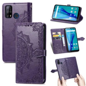 For Oukitel C23 Pro Mandala Flower Embossed Horizontal Flip Leather Case with Holder & Three Card Slots & Wallet & Lanyard(Purple) (OEM)