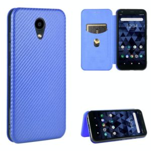 For Kyocera DIGNO BX Carbon Fiber Texture Horizontal Flip TPU + PC + PU Leather Case with Card Slot(Blue) (OEM)