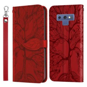 For Samsung Galaxy Note9 Life of Tree Embossing Pattern Horizontal Flip Leather Case with Holder & Card Slot & Wallet & Photo Frame & Lanyard(Red) (OEM)
