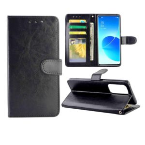 For OPPO Reno6 Pro+(5G) Crazy Horse Texture Leather Horizontal Flip Protective Case with Holder & Card Slots & Wallet & Photo Frame(Black) (OEM)