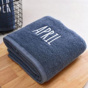 Month Embroidery Soft Absorbent Increase Thickened Adult Cotton Bath Towel, Pattern:April(Gray) (OEM)