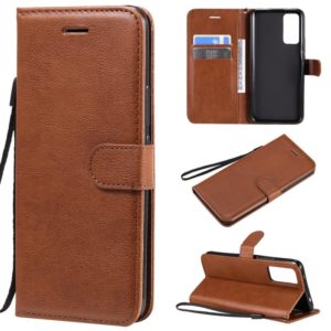 For Huawei Honor 30 Solid Color Horizontal Flip Protective Leather Case with Holder & Card Slots & Wallet & Lanyard(Brown) (OEM)