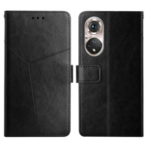 For Huawei P50 Pro Y Stitching Horizontal Flip Leather Phone Case with Holder & Card Slots & Wallet & Photo Frame(Black) (OEM)