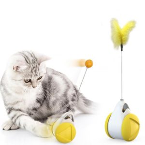 Cat Balance Swing Car Toy To Relieve Boredom Tumbler Funny Cat Stick(Yellow) (OEM)