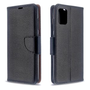 For Galaxy A51 Litchi Texture Pure Color Horizontal Flip PU Leather Case with Holder & Card Slots & Wallet & Lanyard(Black) (OEM)