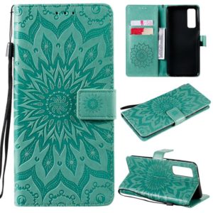 For Huawei P Smart 2021 Sun Embossing Pattern Horizontal Flip Leather Case with Card Slot & Holder & Wallet & Lanyard(Green) (OEM)