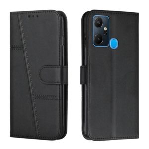 For Infinix Smart 6 Plus Stitching Calf Texture Buckle Leather Phone Case(Black) (OEM)