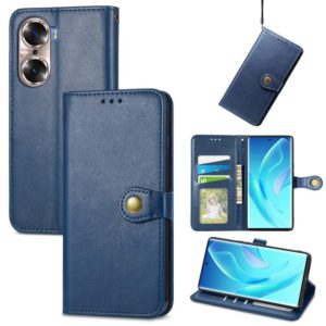For Honor 60 Solid Color Leather Buckle Phone Case(Blue) (OEM)