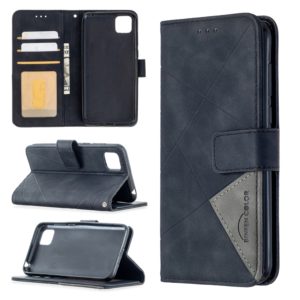 For Huawei Y5p Rhombus Texture Magnetic Buckle Horizontal Flip Leather Case with Holder & Card Slots & Wallet & Photo Frame(Black) (OEM)